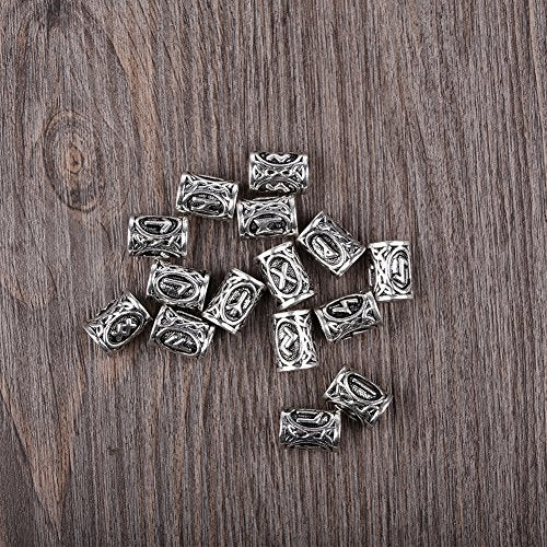 Buy now 24Pcs Norse Vikings Runes Hair Beard Beads for Bracelets Pendant Necklace DIY,Braiding Beads for Hair Braids Antique Silver Beard Ring Viking Beads Kits(Include 2Pcs Pull Hair Pin) at indiglob india