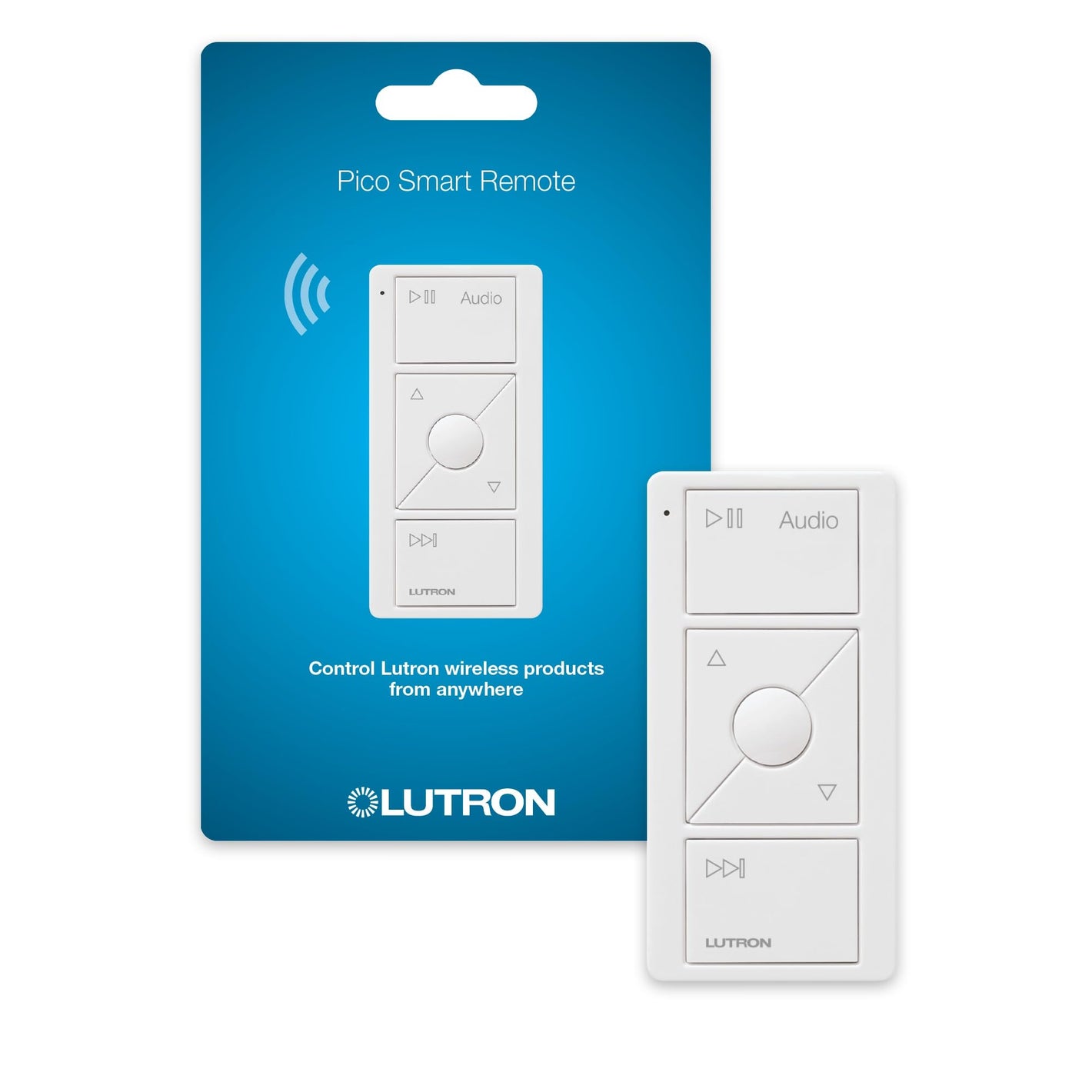 Buy now Lutron Pico Remote for Audio, Works with Sonos (Caseta Smart Hub Required), Raise/Lower Volume, Pause and Skip Tracks, For Table Top or Wallmount Use, PJ2-3BRL-GWH-A02, White at indiglob india