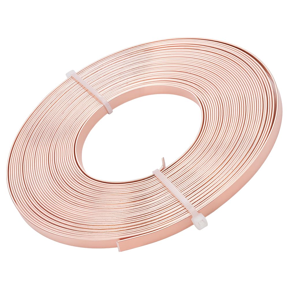 BENECREAT 5mm Wide Aluminum Craft Wire - 18 Gauge, 32 Feet (Copper Color) - Flat Jewelry Wire for Bezel Making, Sculpting, Armature, DIY Earrings & Rings