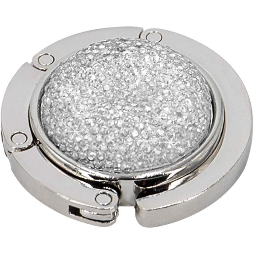 TANOSII Foldable Purse Hook Floding Handbag Hanger Bling Rhinestone Bag Holder for Table Desk 1 PCS White