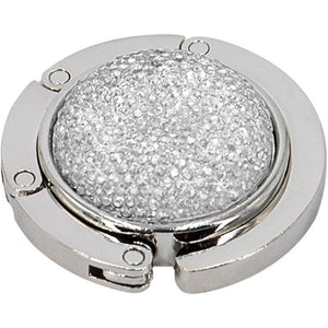 TANOSII Foldable Purse Hook Floding Handbag Hanger Bling Rhinestone Bag Holder for Table Desk 1 PCS White