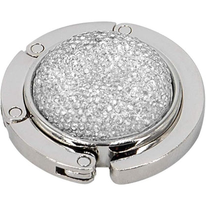 TANOSII Foldable Purse Hook Floding Handbag Hanger Bling Rhinestone Bag Holder for Table Desk 1 PCS White