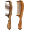 Louise Maelys Hair Comb Wooden Wide Tooth Combs for Curly Hair Detangling Sandalwood - Wide tooth+ Fine Tooth