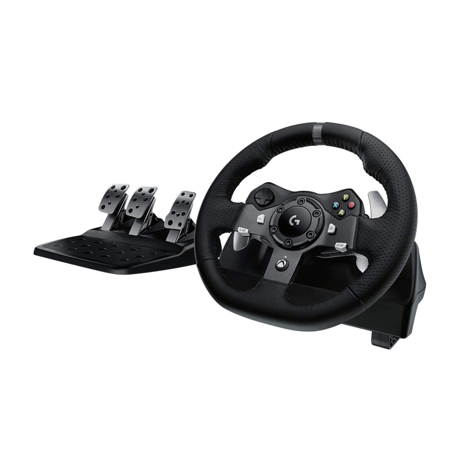Buy now Logitech Driving Force G920 Steering Wheel and Pedals, 941-000123 (Steering Wheel and Pedals f/PC and Xbox One) (Renewed) at indiglob india