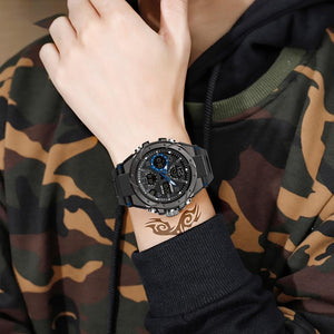 AIMES Mens Watches Sports Outdoor Waterproof Military Watch for Men Tactical Watch Analog Digital Date Alarm Stopwatch Multi-Function Tactics Big Face Wristwatch for Men