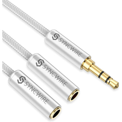 Syncwire Headphone Splitter, Nylon-Braided Extension Cable Audio Stereo Y Splitter (Hi-Fi Sound), 3.5mm Male To 2 Ports 3.5mm Female Headset Splitter for Phone, PS4, Switch, Tablets & More