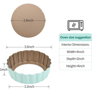 4 Pcs 3.6 Inch Mini Tart Pan Depth 1 Inch with Removable Bottom NonStick Tin - Green