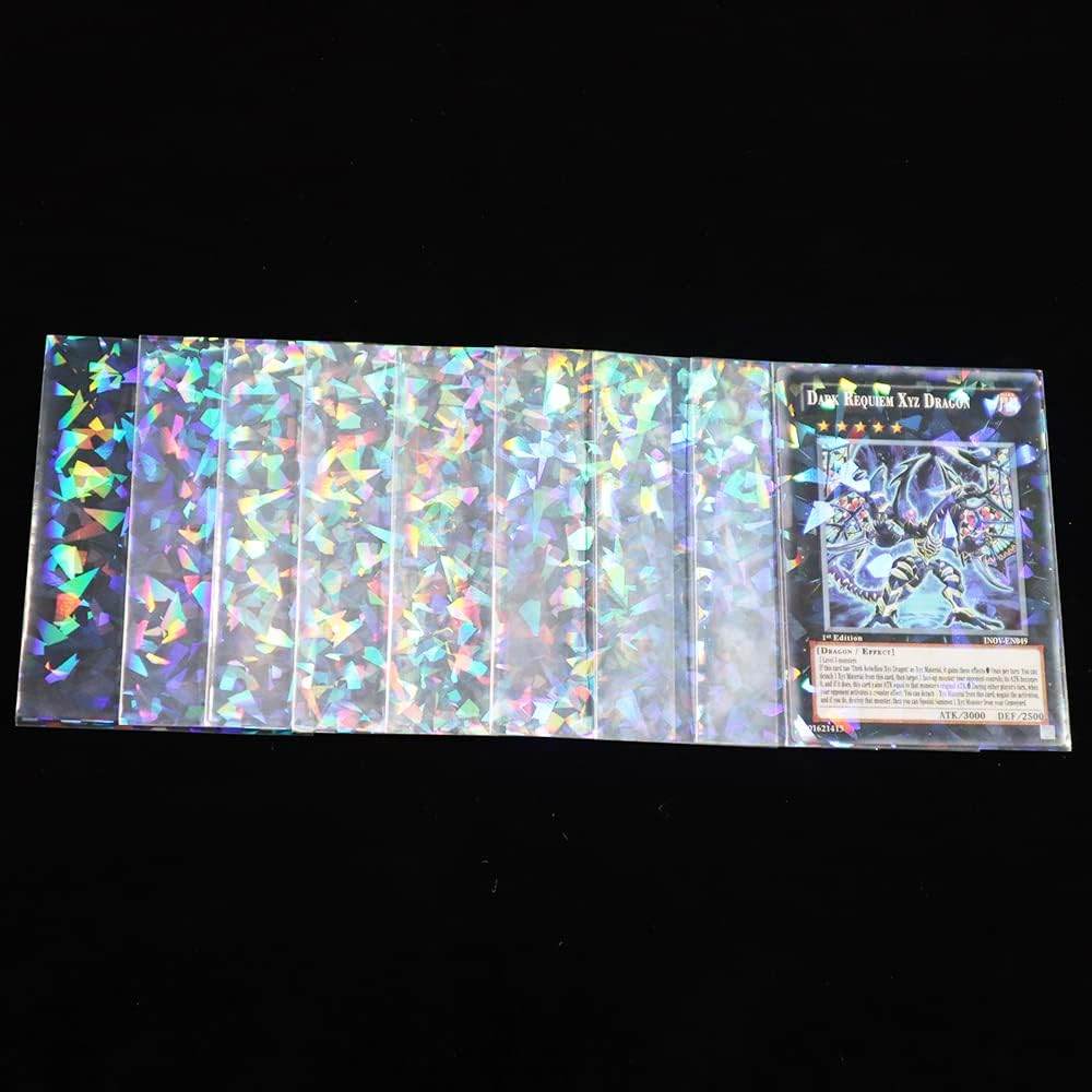 100pcs Broken Glass Gemstone Laser Flashing Card Film Holographic Idol Photo Sleeves Ultra Super Protector (61x88mm) - My Store