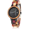 BOBO BIRD Wood Watches Colorful Wood WristWatches Week & Date Display Multifunction Handmade Quartz Watch Sport Chronograph Unique Wristwatch for Men Women - Women