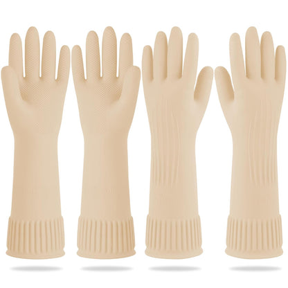 Mamison 2 Pairs Reusable Waterproof Household Dishwashing Cleaning Rubber Gloves, Non-Slip Kitchen Glove (Pink, Medium (Pack of 2))