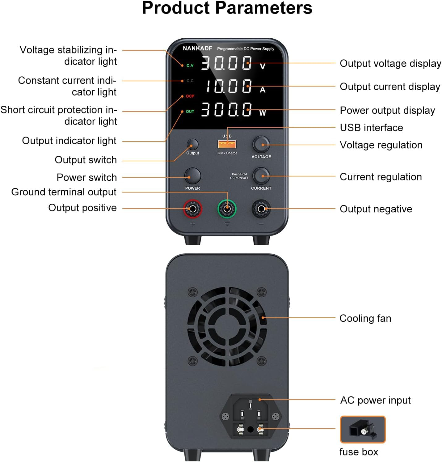 Buy now DC Power Supply Variable, Bench Power Supply with Encoder Adjustment Knob, Output Enable/Disable Button, Adjustable Power Supplies with USB Quick-Charge, Short Circuit Alam (30V 10A Black) at indiglob india