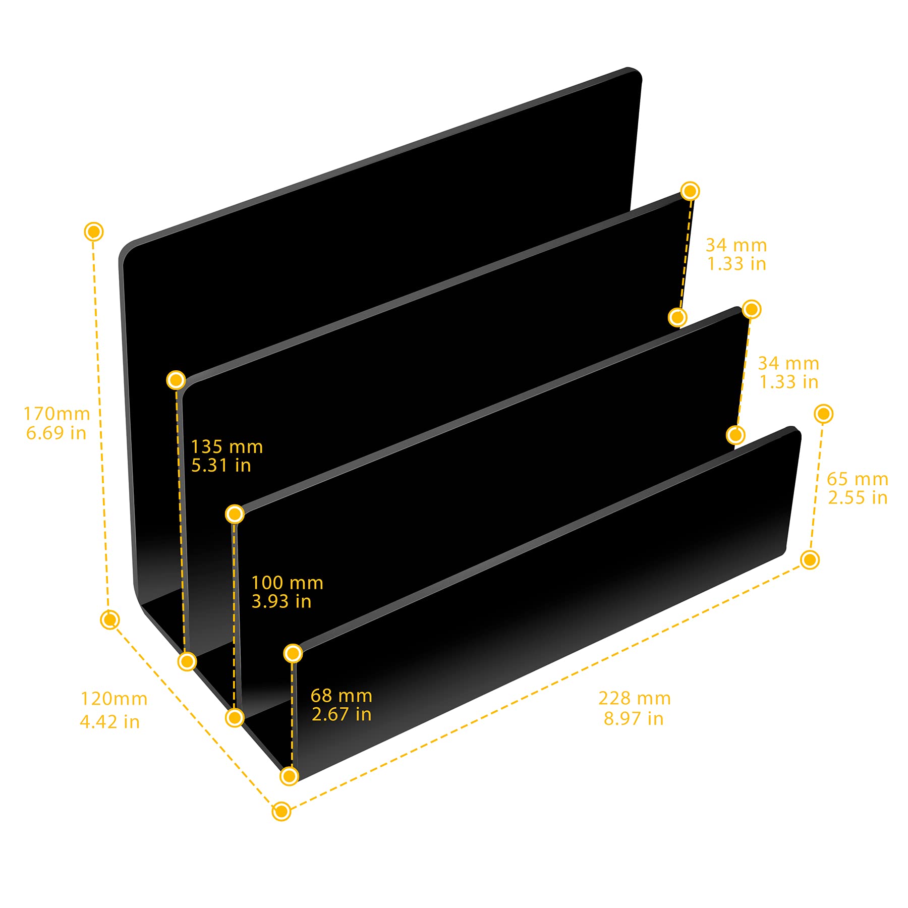 Buy now Acrylic Desktop File Sorter Thick Cast Holder for Document Paper Letter Book Envelope Laptop Office File Organizer Stand Rack on Office Desktop (Black) at indiglob india
