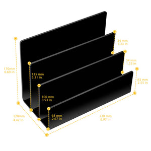 Buy now Acrylic Desktop File Sorter Thick Cast Holder for Document Paper Letter Book Envelope Laptop Office File Organizer Stand Rack on Office Desktop (Black) at indiglob india