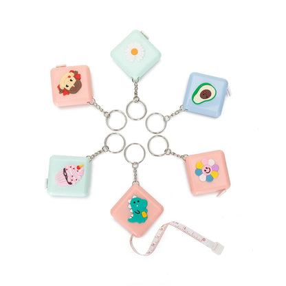 6 Pack Tape Measure with Key-Chain, Retractable Mini Measuring Tape, 60-Inch 1.5 Meter Soft Body Tailor Sewing Measuring Ruler,Cute Craft Cloth Tape Measure Ruler for Kids Mother Knitting