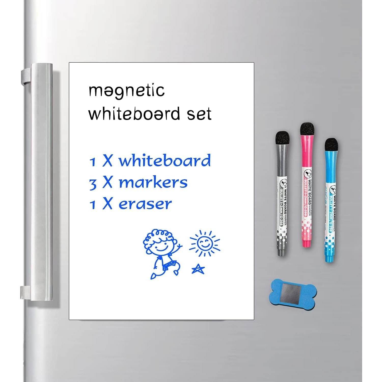 12” X 8”Whiteboard Magnetic Dry Erase Board Self Adhesive for Any Smooth Surface with New Stain Resistant Technology,Home Kitchen Fridge Shopping List and Office Notice Board - My Store