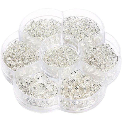1 Box(1450PCS) Assorted Sizes Metal Closed Open Jump Rings Connecters for Necklace Bracelet DIY Jewelry Making Findings Kits(3mm 4mm 5mm 6mm 7mm 8mm 10mm)(Silver) - My Store
