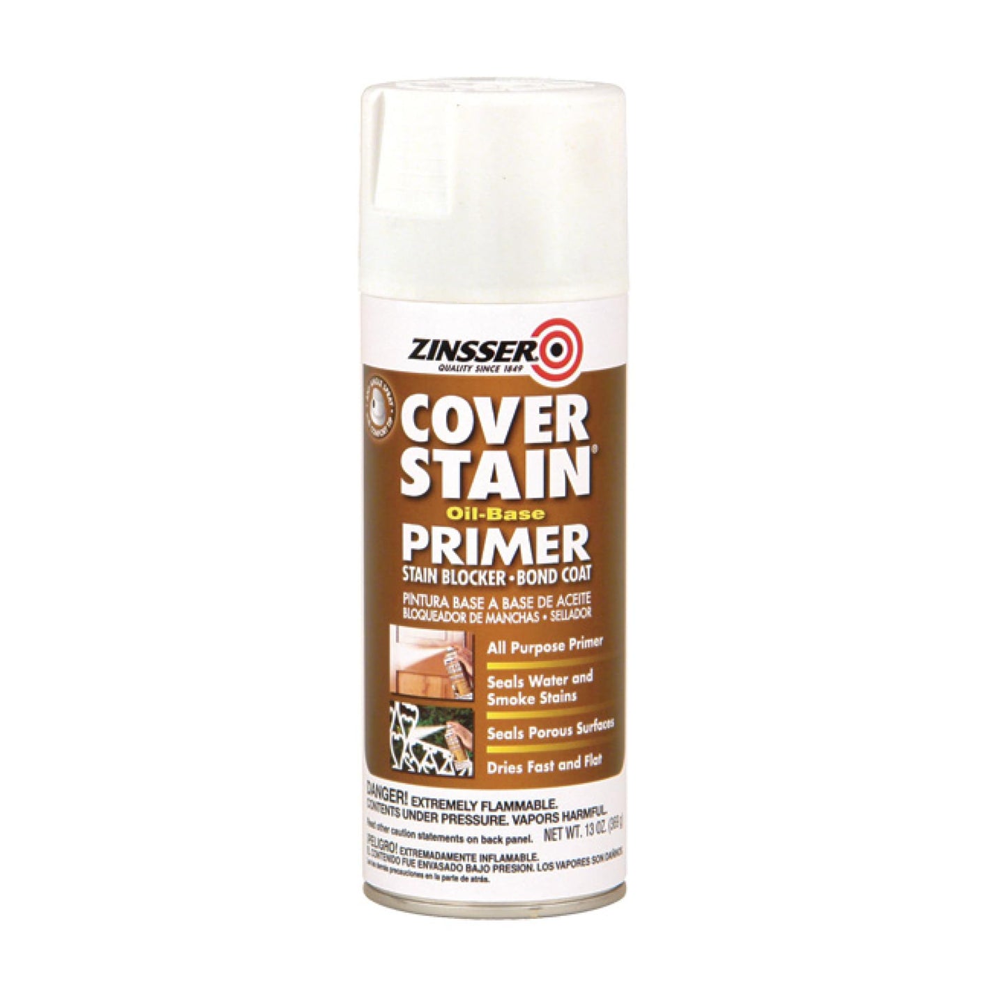Buy now Zinsser 3608 Cover Stain Oil Base Primer Spray, 13 oz, White at indiglob india
