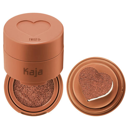KAJA Blusher - Cheeky Stamp 02 Saucy | Buildable & Blendable Shade with Heart-shaped Applicator, Sunkissed Finish, Travel size, Hygienic, Suitable for Beginners, Portable, Korean Makeup, 0.17 Oz