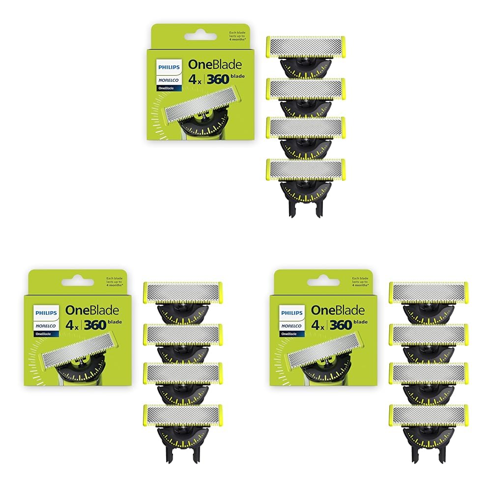 Buy now Philips Norelco OneBlade 360 Blades, Genuine Replacement Blades for OneBlade Electric Shaver and Trimmer, 4 Pack, QP440/80 4 Count (Pack of 3) OneBlade 360 at indiglob india