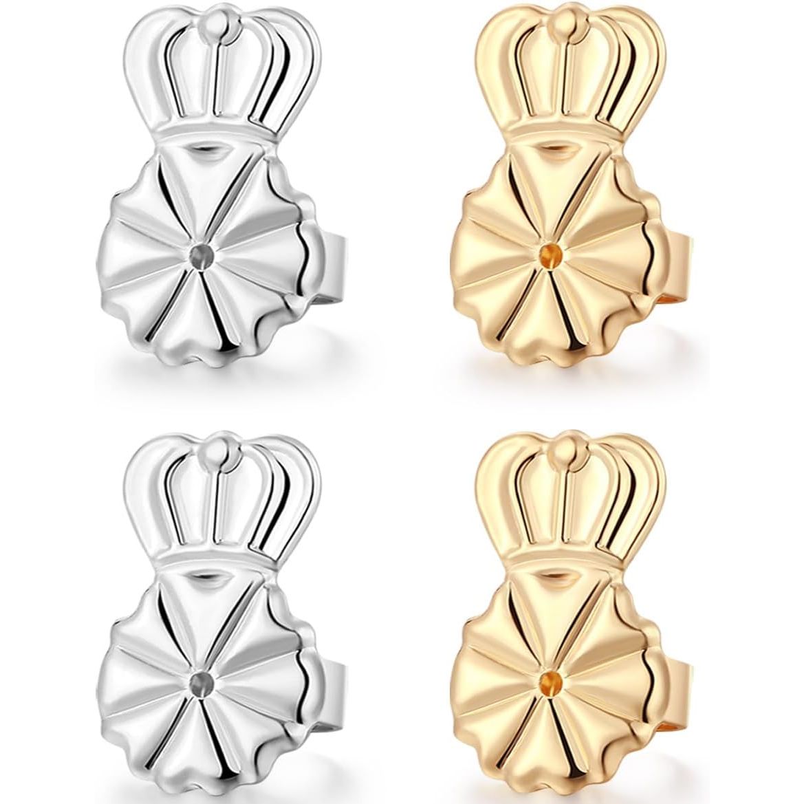 DELECOE Earring Lifters Hypoallergenic Earring Backs for Droopy Ears Adjustable 14K Gold Plated Secure Backs Repacements for Heavy Studs Droopy Earrings (Gold&Silver)