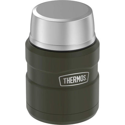 THERMOS Stainless King Vacuum-Insulated Food Jar with Spoon, 16 Ounce, Matte Stainless Steel