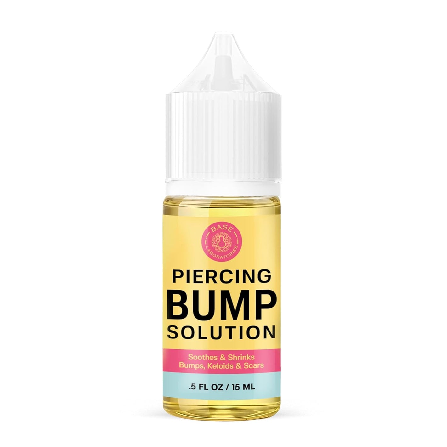 BASE LABORATORIES Piercing Bump Solution & Keloid Bump Removal | Soothing Piercing Aftercare for Piercing Bumps & Keloid Scar Removal | Ear & Nose Keloid Bumps Piercing Aftercare Solution Oil | 0.5 oz