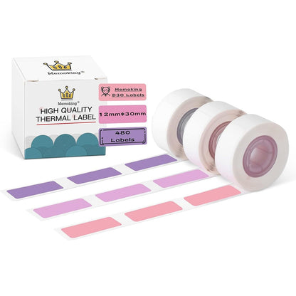 Label Maker Tape - D30 Transparent Clear Label, Waterproof Thermal Printer Tape, 14x30mm/0.55x1.18inch for Name Price Classification, Compatible with Memoking/Phomemo D30, 3 Rolls