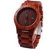 BEWELL ZS-W086B Wooden Watch Men Gifts Handmade Date Display Quartz Movement Analog Lightweight Wood Wrist Watches - Red Sandalwood