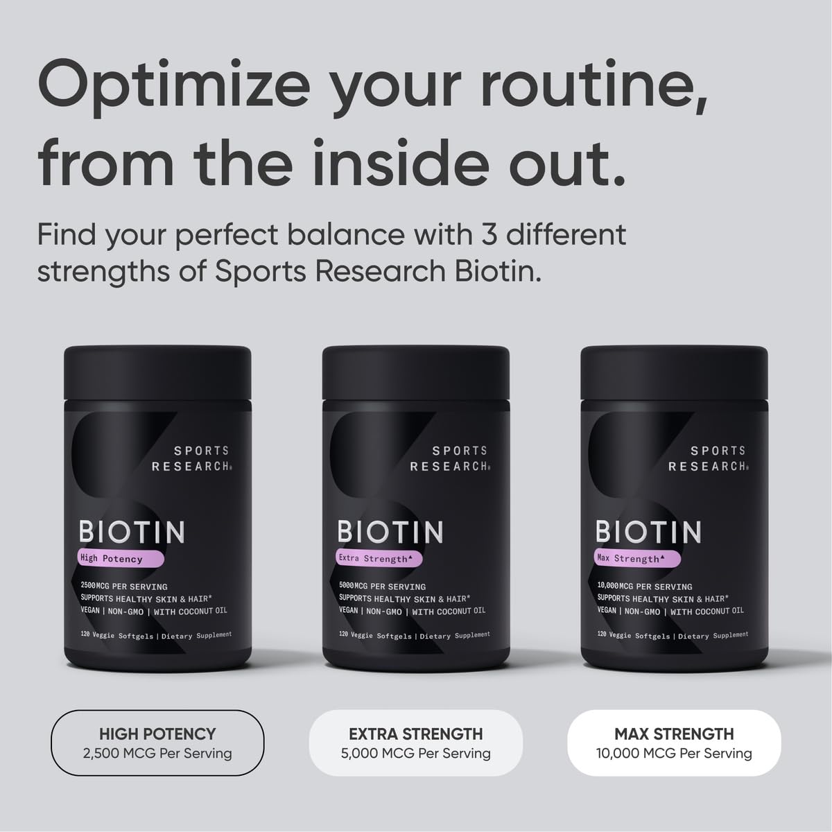 Buy now Sports Research® Biotin 5,000mcg with Organic Coconut Oil - Biotin (Vitamin B7) for Healthy Skin and Hair Support* - for Women and Men - Vegan, Non-GMO, Gluten & Soy-Free - 120 Veggie Softgels at indiglob india