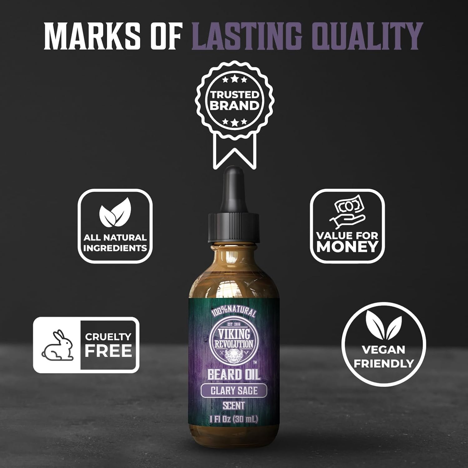 Buy now Viking Revolution Beard Oil with Clary Sage for Men - Natural Blend with Argan and Jojoba Oils for Softening, Strengthening, and Moisturizing at indiglob india