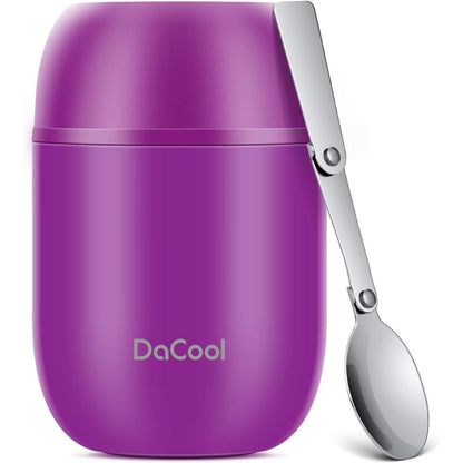 DaCool Insulated Lunch Container Hot Food Jar 24 oz Stainless Steel Vacuum Bento Lunch Box for Adult with Spoon Leak Proof Hot Food Insulated Container for Office Picnic Travel Outdoors, Cyan Blue