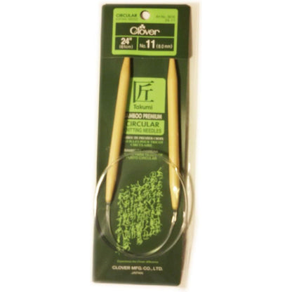 Clover Takumi Bamboo Circular 24-Inch Knitting Needles, Size 11 (3016/24-11)