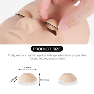 Pretty memory Lash Mannequin Head with 2 Pairs of Removable Practice Eyelids, Realistic Eyelash Mannequin Head, Soft-Touch Lash Extension Supplies for Practice