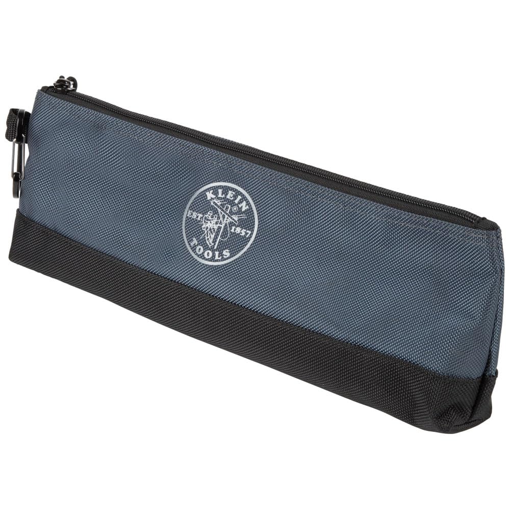 Buy now Klein Tools 55559 Stand-Up Zipper Bag Tool Pouch with Carabiners, 7-Inch Blue and 14-Inch Gray Utility Bags with Reinforced Bottom, 2-Pack at indiglob india