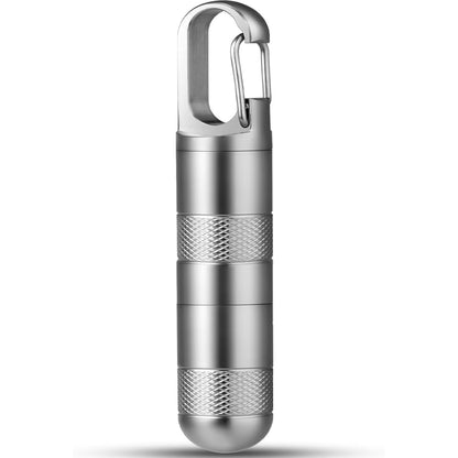 TISUR Small Travel Pill Box,Titanium Keychain Pill Holder Pill Case,Vitamin Organizer Metal Storage Pill Bottle Tube Container Multitool EDC Every Day Carry for Men