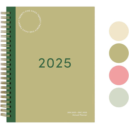 Rileys 2025 Weekly Planner - Annual Weekly & Monthly Agenda Planner, Jan - Dec 2025, Flexible Cover, Notes Pages, Twin-Wire Binding (8 x 6-Inches, Midnight Blue)