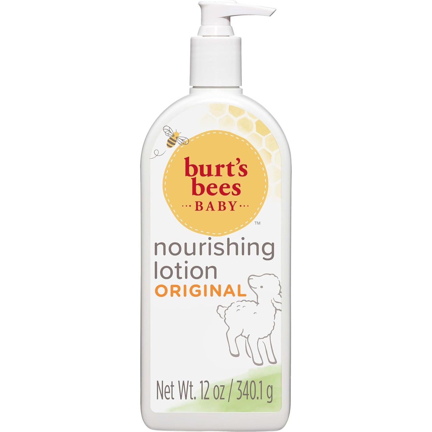 Burt's Bees Baby Lotion for Sensitive Skin, Nourishing and Hypoallergenic Lotion with Shea Butter, Original Scent, 99% Natural Origin, 12 Oz