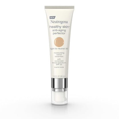 Neutrogena Retinol Treatment & Tinted Facial Moisturizer, Healthy Skin Anti-Aging Perfector, Broad Spectrum SPF 20 Sunscreen & Titanium Dioxide, Blendable Sheer Coverage, 30 Light to Neutral, 1 fl. Oz