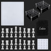 Endoto Chess Set with Checkers Board Silicone Resin Mold, 16 Pieces Full Size 3D Chess Crystal Epoxy Casting Molds for DIY Art Crafts Making, Family Party Board Games and Home Decoration - 32pcs Chess Mold Set + 2Holder