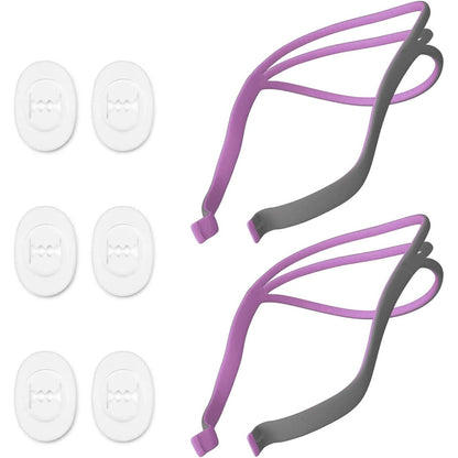 Upgraded Airfit P10 Headgear CPAP for Her Replacement, 2-Pack Replacement Headgear Compatible with ResMed Airfit P10 Nasal Pillow CPAP Mask Straps Included 2 Elastic Straps & 6 Adjustment Clips, Pink