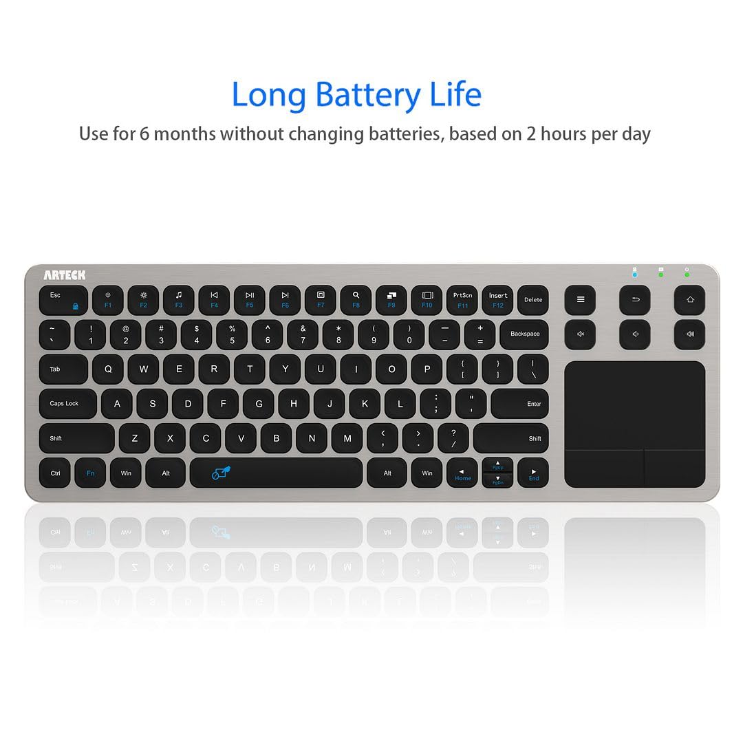 Buy now Arteck 2.4G Wireless Touch TV Keyboard with Easy Media Control and Built-in Touchpad Mouse Solid Stainless Ultra Compact Full Size Keyboard -Connected Computer, Smart TV, HTPC at indiglob india