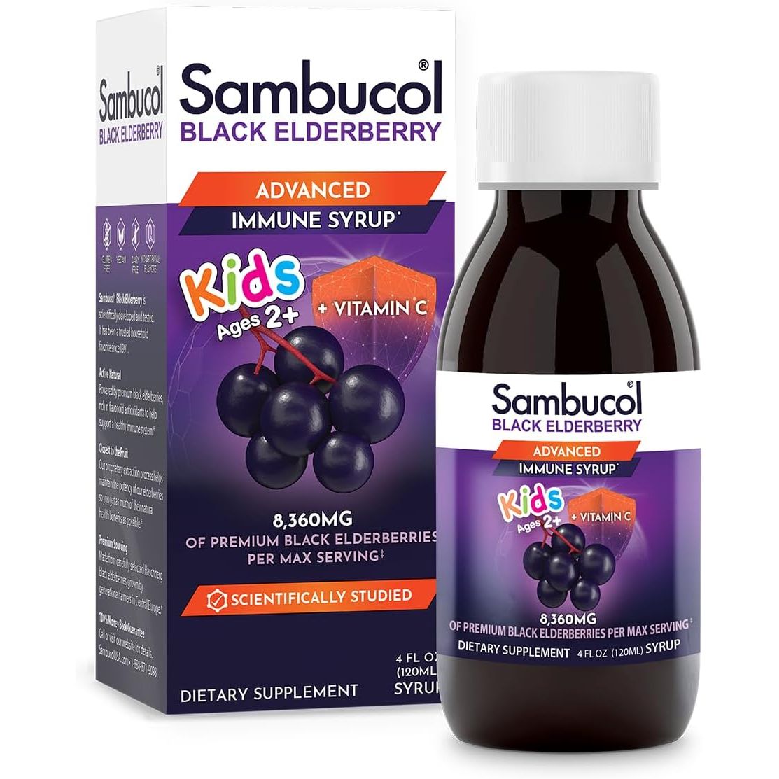 Sambucol Black Elderberry Syrup for Kids - Elderberry Extract Kids, Kids Elderberry Syrup, Black Elderberry for Kids, Kids Immune Support - 4 Fl Oz