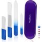 Glass Nail File and Nail Shiner, 4PC Crystal Nail File and Nano Glass Nail Buffer, Premium Set with Case, Professional Manicure Tool Fingernail Czech File for Natural Nail, Gift for Women and Girls