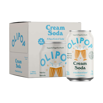 Buy now OLIPOP Prebiotic Soda Pop, Cream Soda, Prebiotics, Botanicals, Plant Fiber, 12 fl oz (4 Cans) at indiglob india