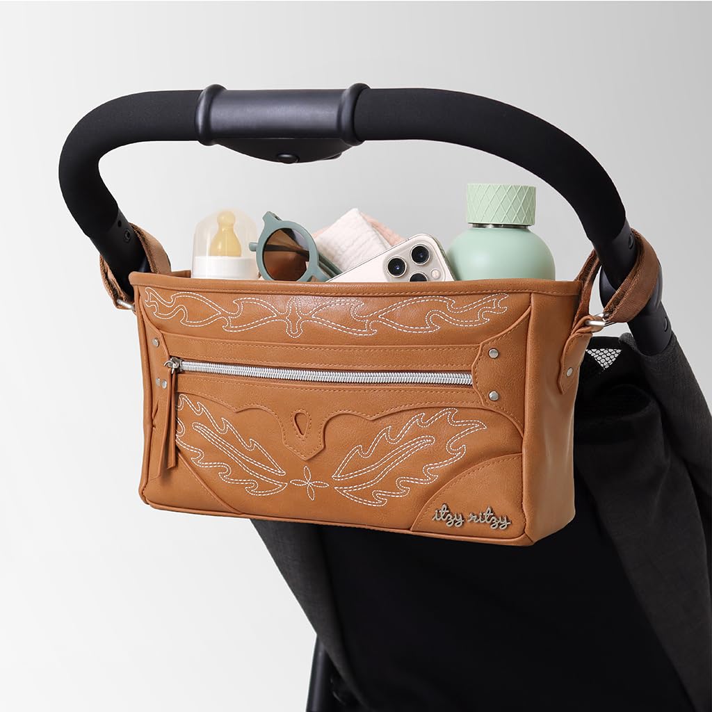 Buy now Itzy Ritzy Adjustable Stroller Caddy and Organizer Bag Featuring Front Zippered Pocket, 2 Built-In Interior Pockets & Adjustable Straps to Fit Nearly Any Stroller (Saddle) at indiglob india