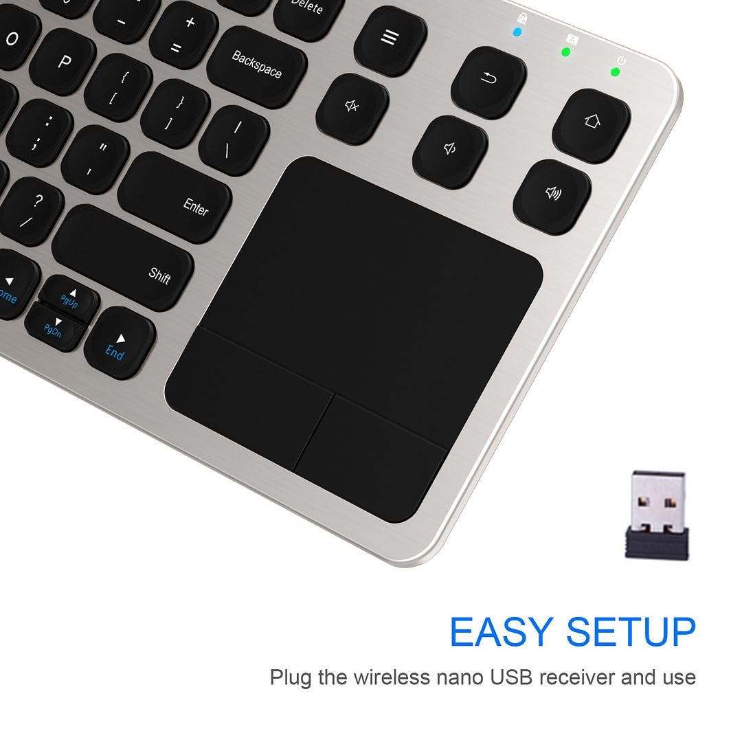Buy now Arteck 2.4G Wireless Touch TV Keyboard with Easy Media Control and Built-in Touchpad Mouse Solid Stainless Ultra Compact Full Size Keyboard -Connected Computer, Smart TV, HTPC at indiglob india