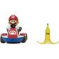 Super Mario Spin Out Mariokart Mario Racer Vehicle with 360 Spins, Wind Up and Go! Includes One 2.5” Mario Action Figure