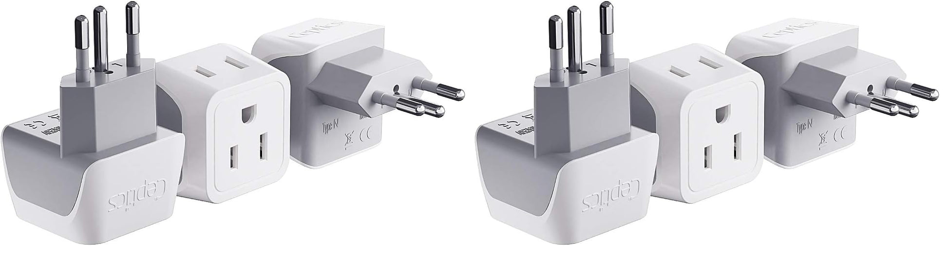 Buy now Ceptics Schuko Germany, France Plug Adapter, Dual Input - Ultra Compact Light Weight - Usa to Russia, South Korea Travel Adaptor Plug - Type E/F (3 Pack) Type N - Brazil 6 Pack at indiglob india