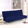 Solid Colour Armless Sofa Bed Cover Polyester Spandex Stretch Futon Slipcover 3 Seater Elastic Full Folding Couch Sofa Shield fits Folding Sofa Bed Without Armrests 80" x 50" in (Black) - Dark Blue