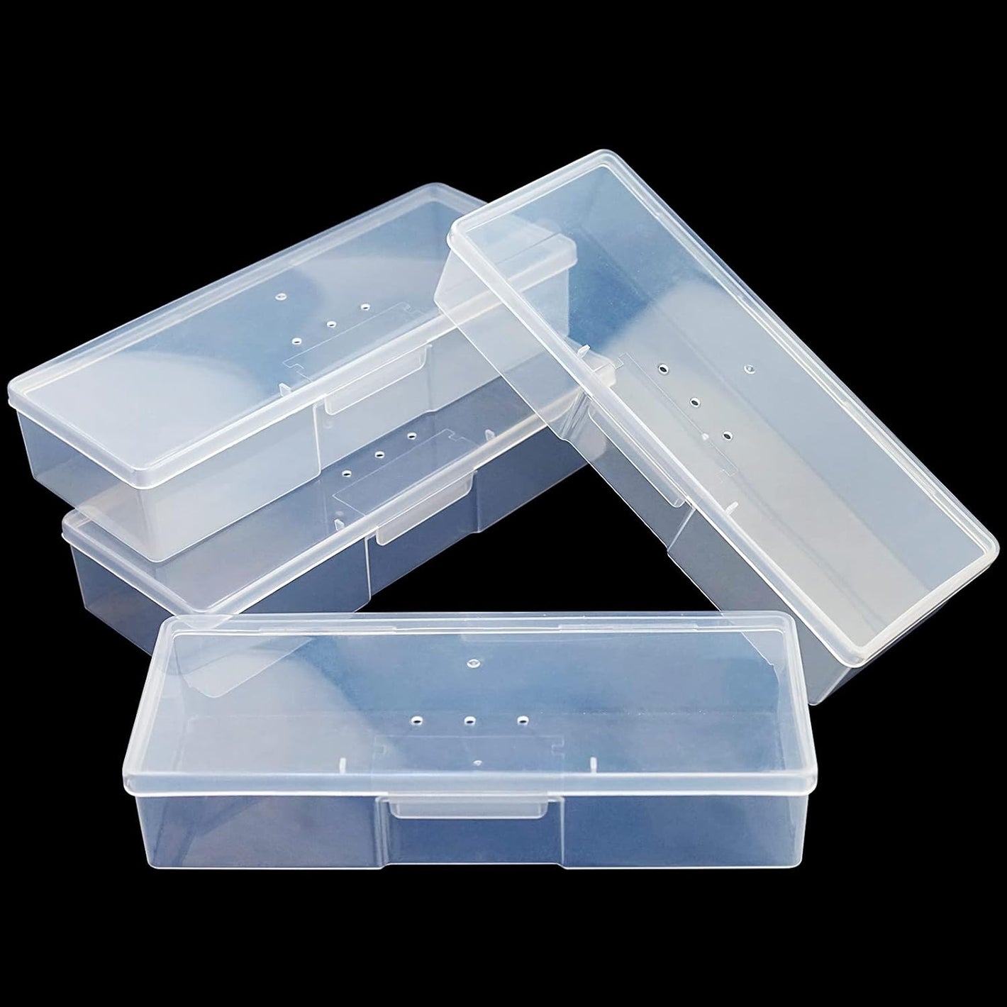 Clear Manicure Tool Box, Personal Nail Box Storage Case for Organizing, Plastic Nail Tool Box for Manicure Pedicure Kit (4pcs)